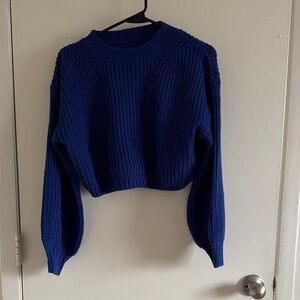 Women's Blue crop Knit Sweater